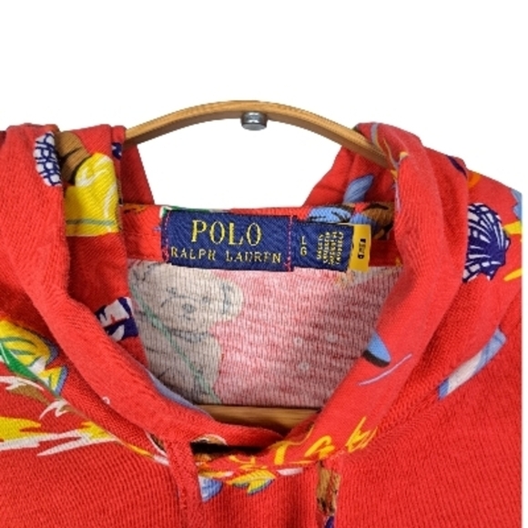Polo Ralph Lauren Men's Size Large Polo Bear Jersey Hooded T-Shirt Red - Picture 4 of 12